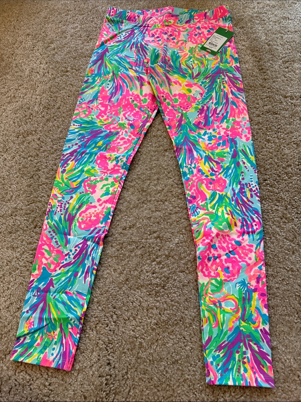 Lilly Pulitzer Neon Floral Girls' Leggings - Pink, Green, Blue, Purple
